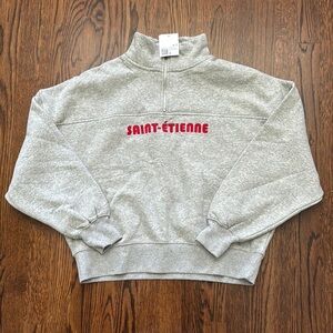 FOREVER 21 Drop Sleeve Gray Half-Zip Sweatshirt